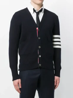 Knitwear>THOM BROWNE Milano Stitch V Neck Cardigan