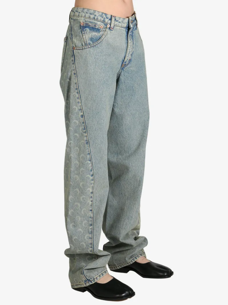Jeans>MARINE SERRE Moon Laser Denim Curved Jeans