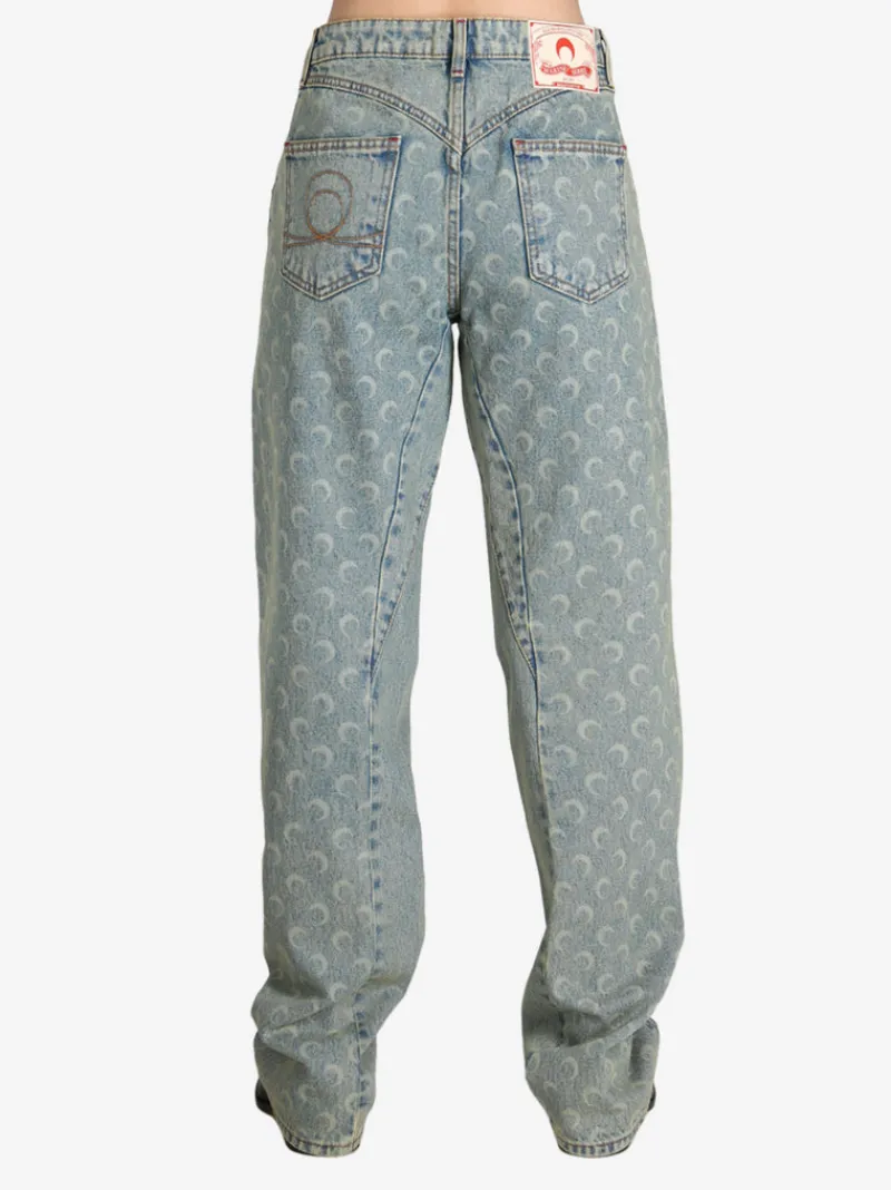 Jeans>MARINE SERRE Moon Laser Denim Curved Jeans