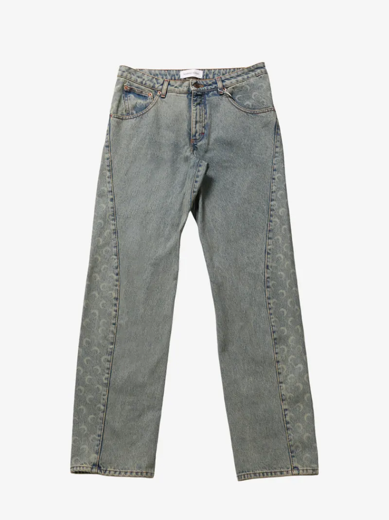 Jeans>MARINE SERRE Moon Laser Denim Curved Jeans