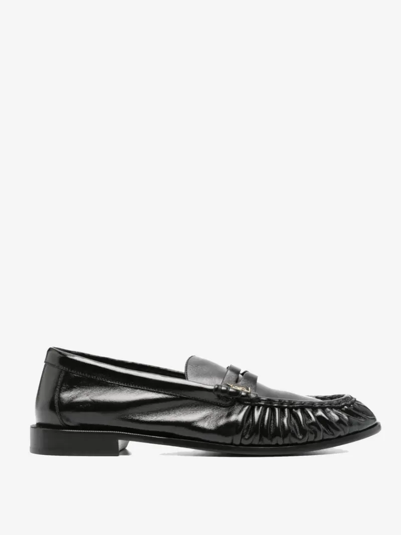 Loafers & Mules>SAINT LAURENT Nappa Sugar/Galv Oro Antico 15 Moc Le Loafer Shoes