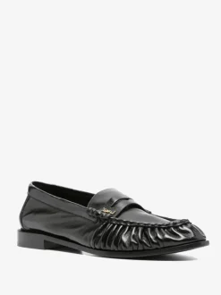 Loafers & Mules>SAINT LAURENT Nappa Sugar/Galv Oro Antico 15 Moc Le Loafer Shoes