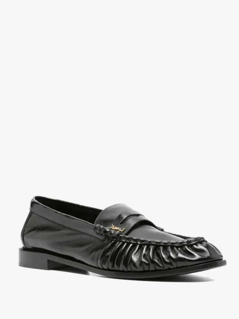 Loafers & Mules>SAINT LAURENT Nappa Sugar/Galv Oro Antico 15 Moc Le Loafer Shoes