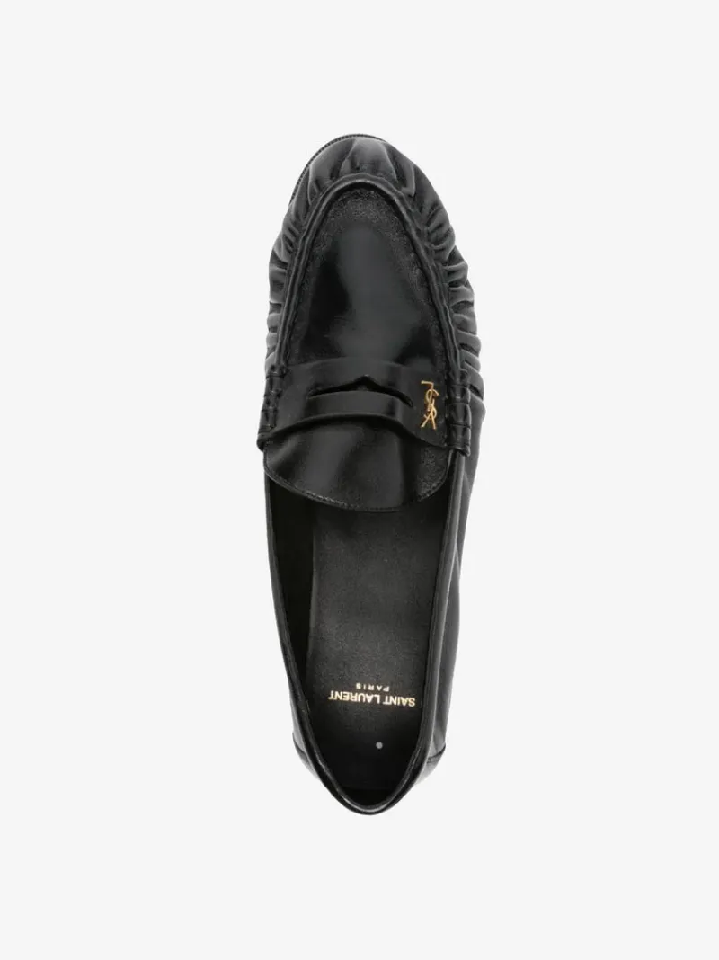 Loafers & Mules>SAINT LAURENT Nappa Sugar/Galv Oro Antico 15 Moc Le Loafer Shoes