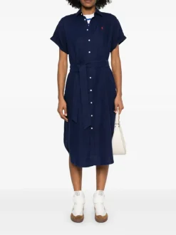 Dresses>POLO RALPH LAUREN Oxford Belted Midi Dress