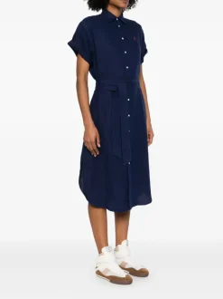 Dresses>POLO RALPH LAUREN Oxford Belted Midi Dress