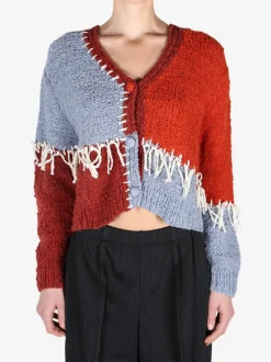 Knitwear>THE ELDER STATESMAN Patchwork Boucle Cardigan