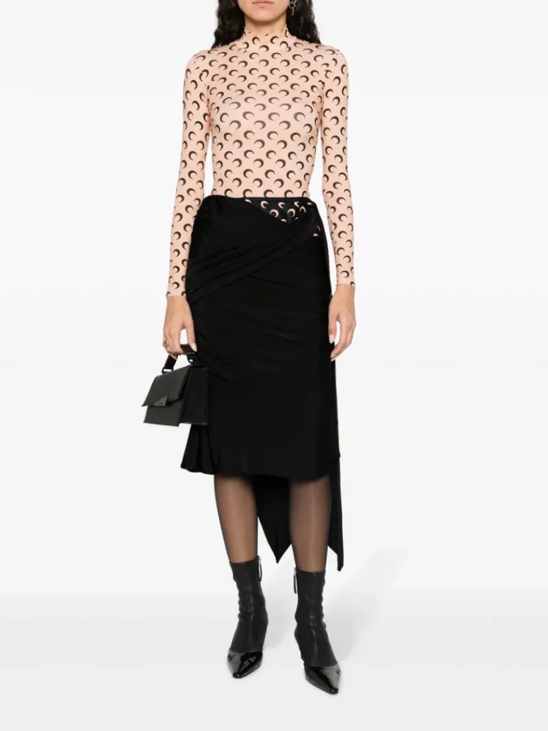Skirts>MARINE SERRE Regenerated Jersey Drapped Draped Skirt