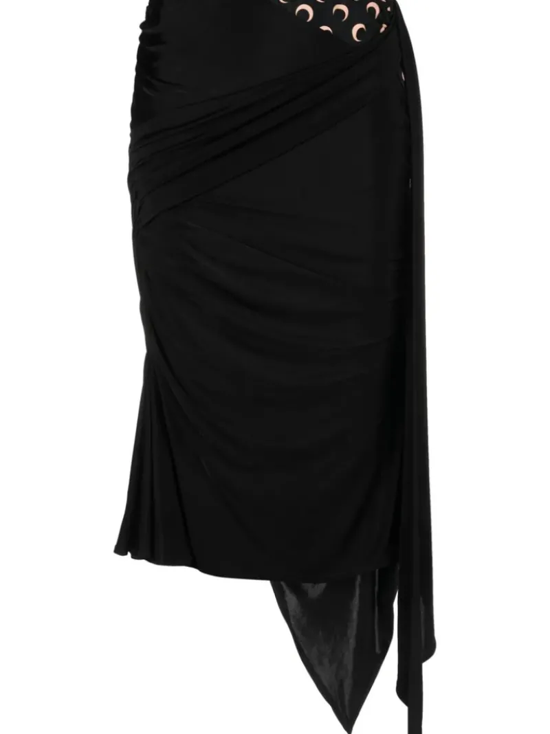 Skirts>MARINE SERRE Regenerated Jersey Drapped Draped Skirt