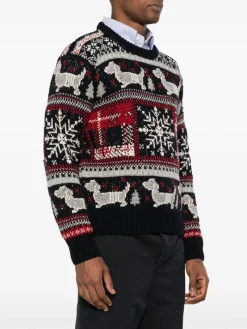 Knitwear>THOM BROWNE Relaxed Fit Crew Neck Pullover