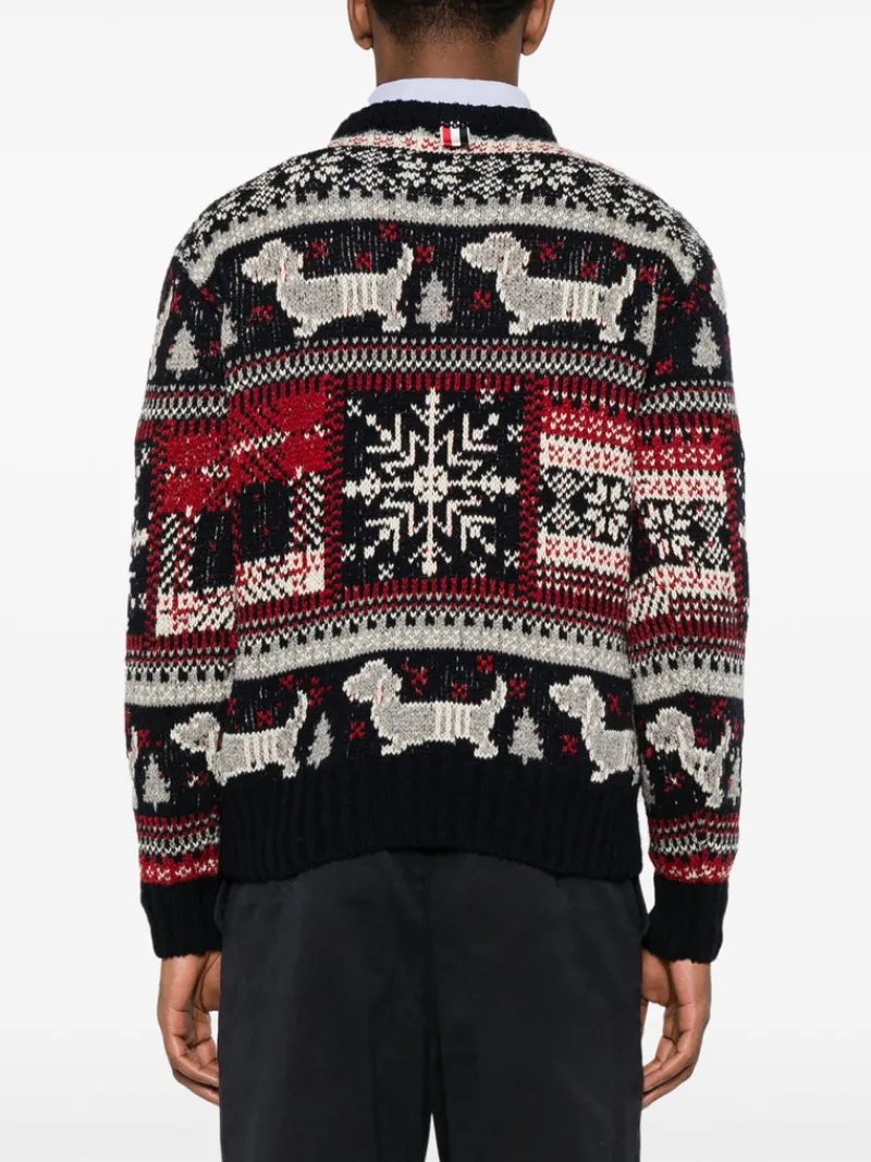 Knitwear>THOM BROWNE Relaxed Fit Crew Neck Pullover
