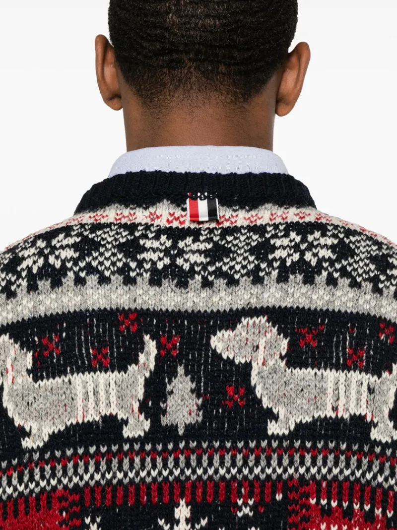 Knitwear>THOM BROWNE Relaxed Fit Crew Neck Pullover