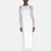 Dresses>JEAN PAUL GAULTIER Rib "Petit Grand" Application Mesh Long Dress