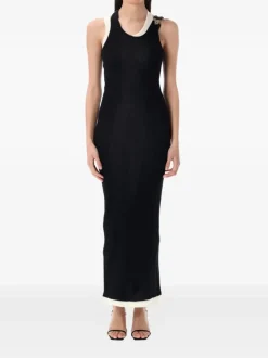 Dresses>JEAN PAUL GAULTIER Ribbed Twisted Double Layer Cotton Sleeveless Dress