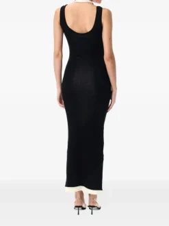 Dresses>JEAN PAUL GAULTIER Ribbed Twisted Double Layer Cotton Sleeveless Dress