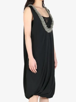 Dresses>DRIES VAN NOTEN Sleeveless Draped Beaded Neck Dress