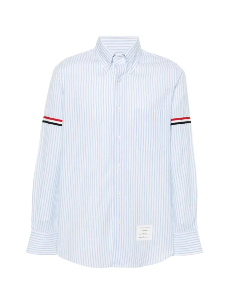 Shirts>THOM BROWNE Straight Fit BD PC L/S W/GG Armband Stripe Madras Shirt