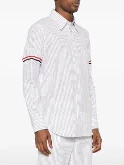 Shirts>THOM BROWNE Straight Fit BD PC L/S W/GG Armband Stripe Madras Shirt