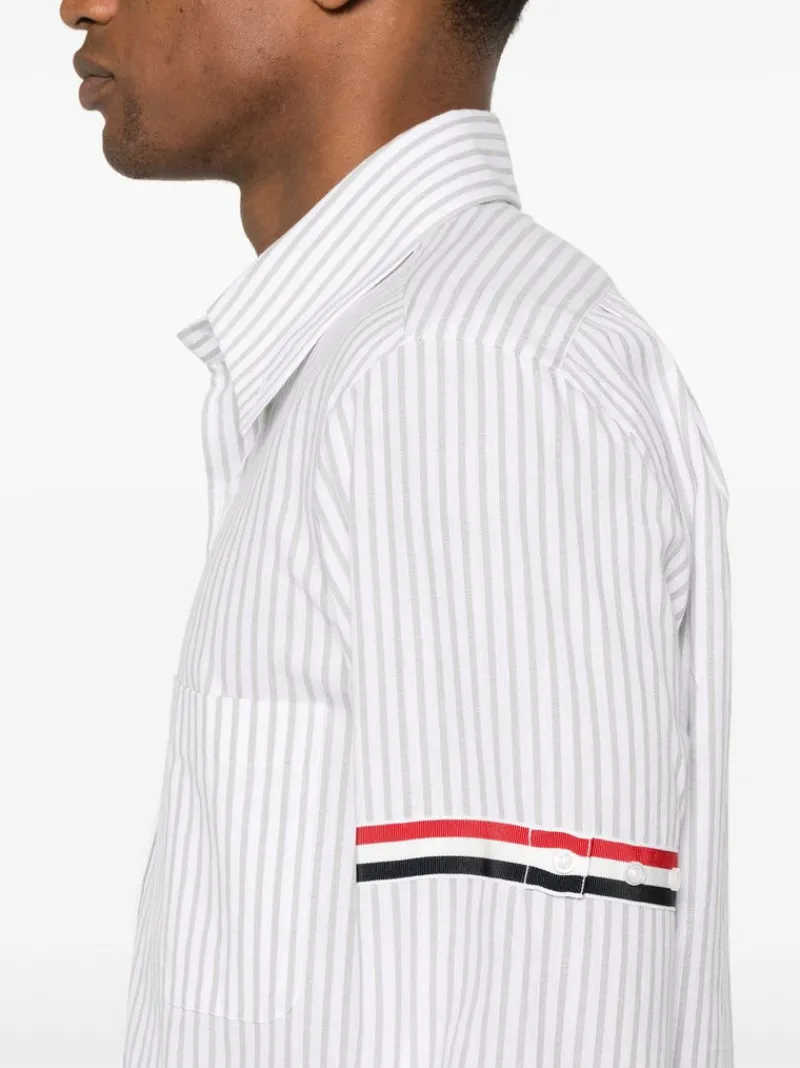 Shirts>THOM BROWNE Straight Fit BD PC L/S W/GG Armband Stripe Madras Shirt