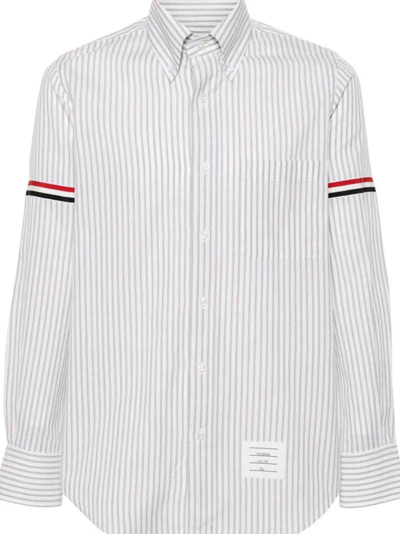 Shirts>THOM BROWNE Straight Fit BD PC L/S W/GG Armband Stripe Madras Shirt