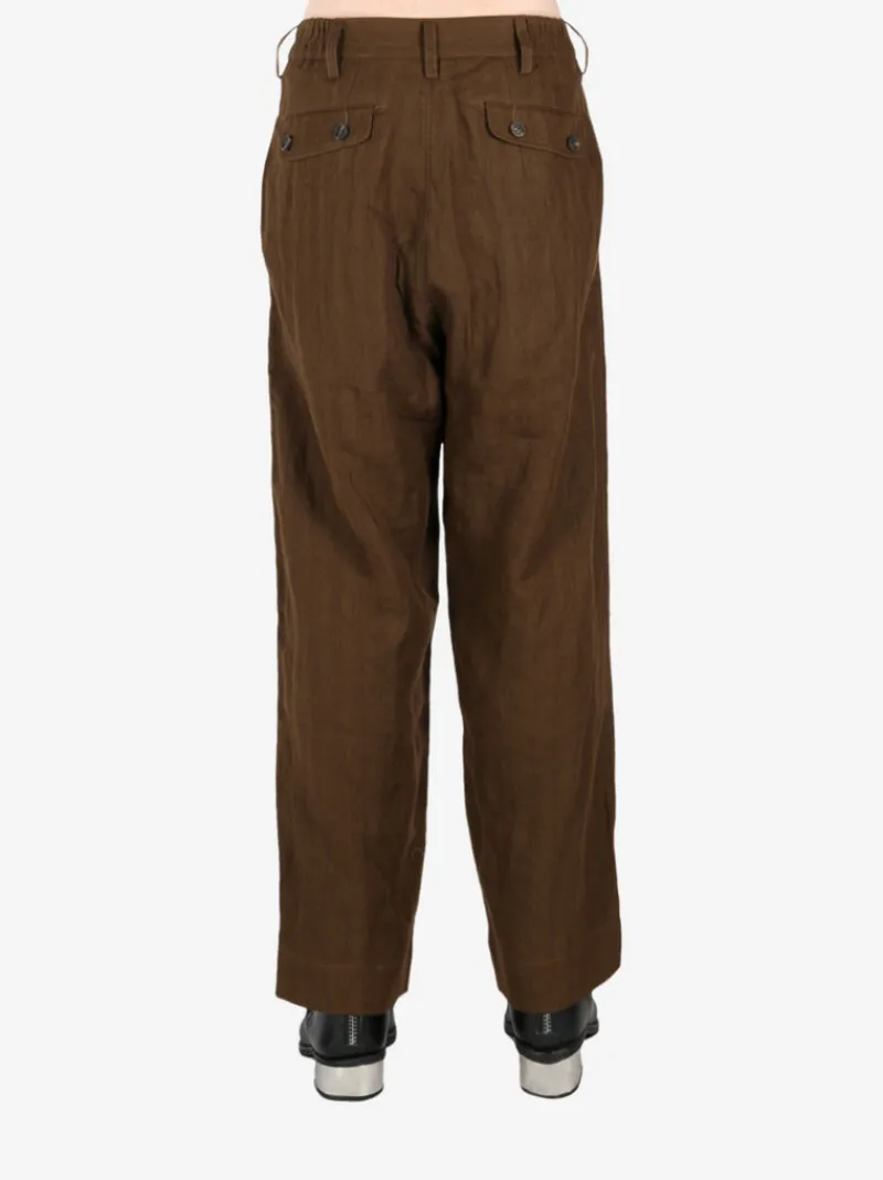 Pants>ZIGGY CHEN Striped Front Pleat Trousers