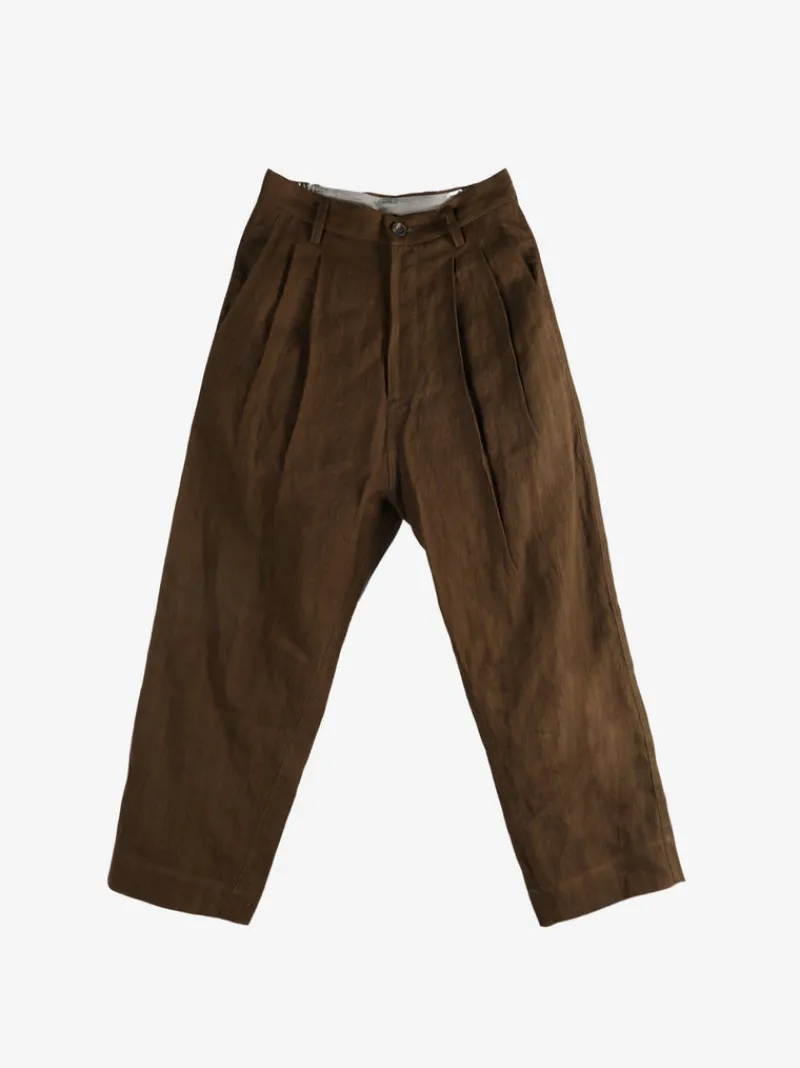 Pants>ZIGGY CHEN Striped Front Pleat Trousers