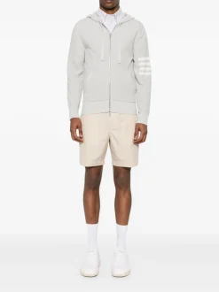 Sweats & Hoodies>THOM BROWNE W/4 Bar Stripes Intarsia Hoodie
