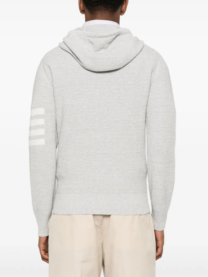 Sweats & Hoodies>THOM BROWNE W/4 Bar Stripes Intarsia Hoodie