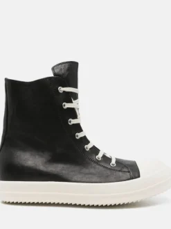 Sneakers>RICK OWENS Waxed Leather Sneakers