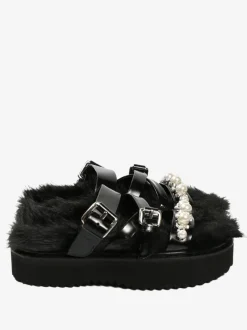 Sandals>SIMONE ROCHA W/Emb Faux Fur Multi-Strap Platform Sandal