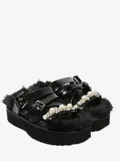 Sandals>SIMONE ROCHA W/Emb Faux Fur Multi-Strap Platform Sandal