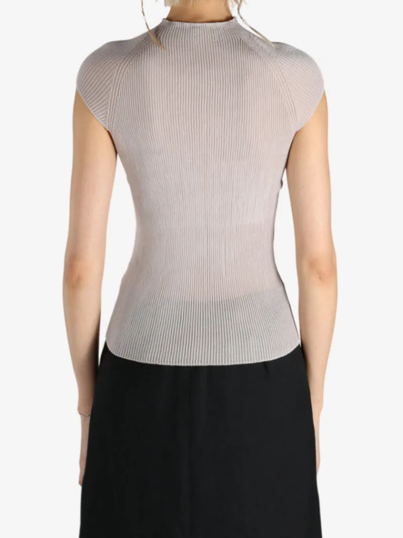 Tops>AMOMENTO Wholegarment Cap Sleeve Knit Top