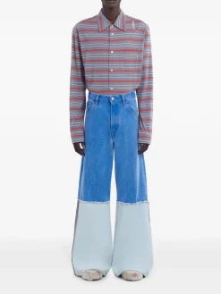 Jeans>MARNI Wide Leg Contrast Blue Jean with High Turn-Up
