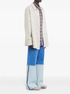 Jeans>MARNI Wide Leg Contrast Blue Jean with High Turn-Up