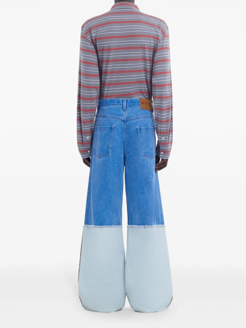 Jeans>MARNI Wide Leg Contrast Blue Jean with High Turn-Up