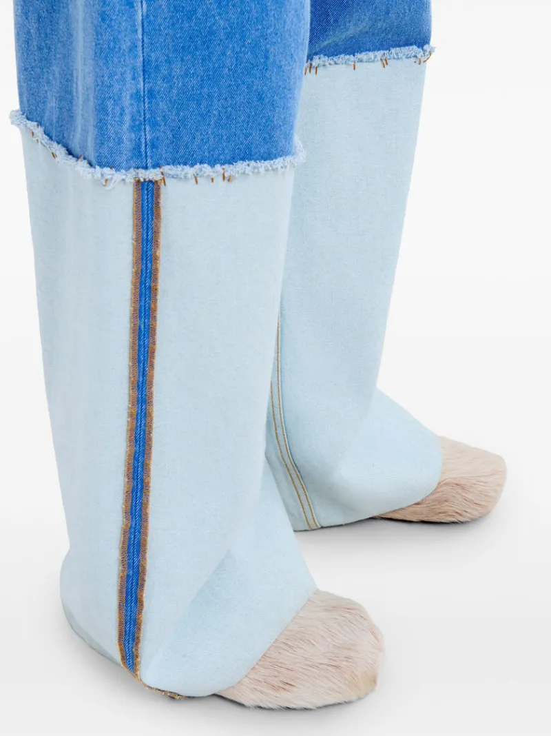 Jeans>MARNI Wide Leg Contrast Blue Jean with High Turn-Up