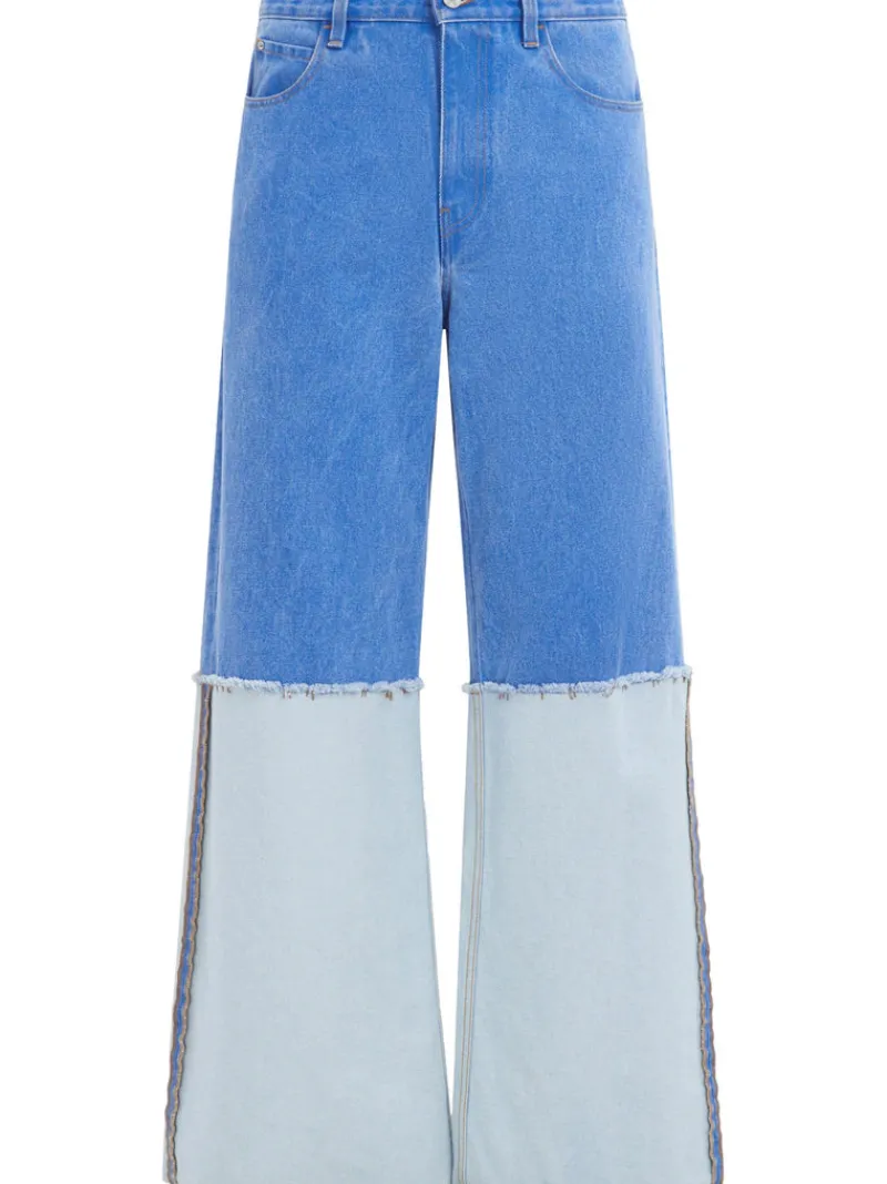Jeans>MARNI Wide Leg Contrast Blue Jean with High Turn-Up