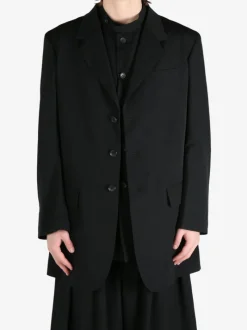 Suits & Blazers | Jackets & Coats>YOHJI YAMAMOTO POUR HOMME Wool Gabardine Back Opening Jacket