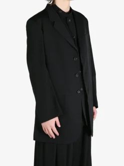 Suits & Blazers | Jackets & Coats>YOHJI YAMAMOTO POUR HOMME Wool Gabardine Back Opening Jacket